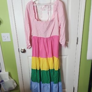 NWT Crown & Ivy Plus Size Smock Bodice Dress Cotton Women's 3X